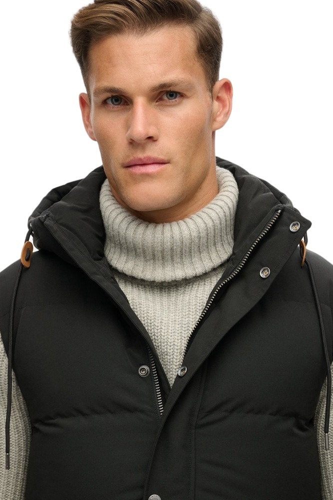 SUPERDRY D2 OVIN EVEREST HOODED PUFFER GILET ΜΠΟΥΦΑΝ ΑΝΔΡΙΚΟ BLACK