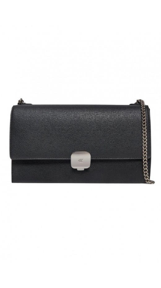 CALVIN KLEIN JEANS FORGED LOCK FLAP BAG ΤΣΑΝΤΑ ΓΥΝΑΙΚΕΙΑ BLACK