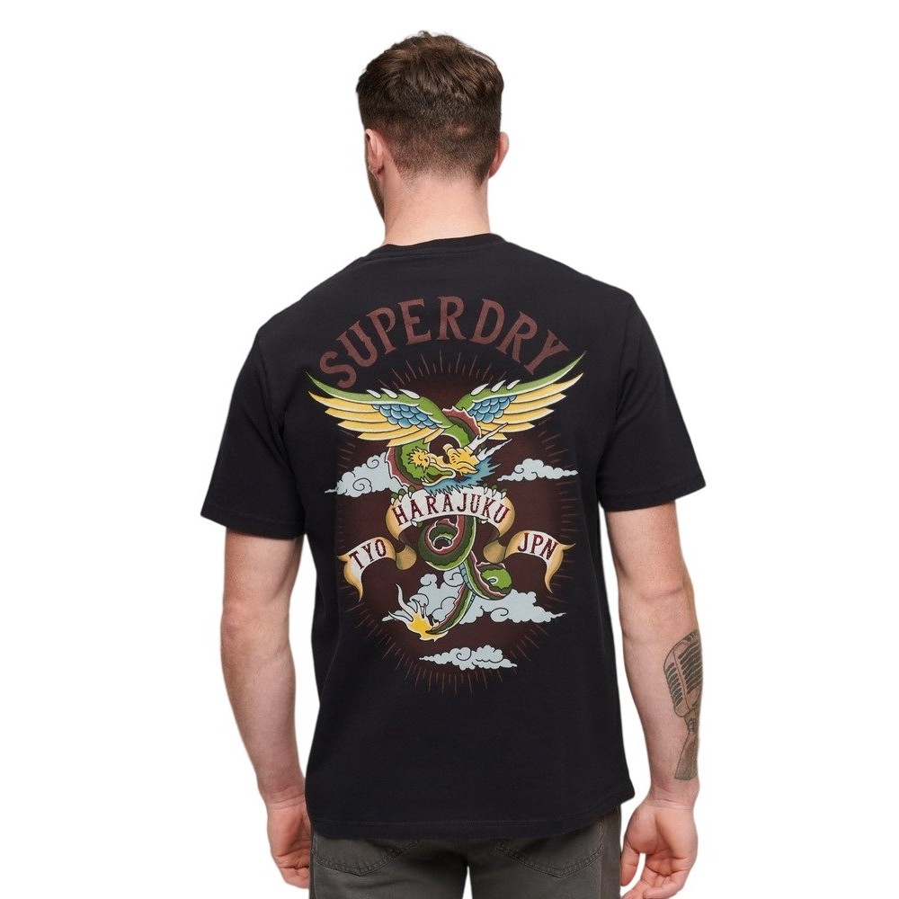 SUPERDRY TATTOO GRAPHIC LOOSE T-SHIRT ΜΠΛΟΥΖΑ ΑΝΔΡΙΚΗ BLACK