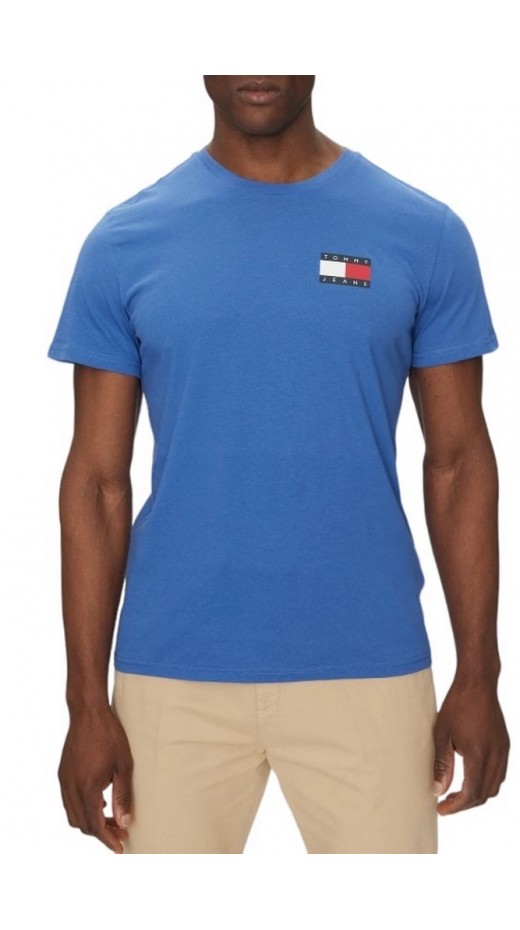 TOMMY JEANS SLIM ESSENTIAL FLAG TEE T-SHIRT ΜΠΛΟΥΖΑ ΑΝΔΡΙΚΗ BLUE