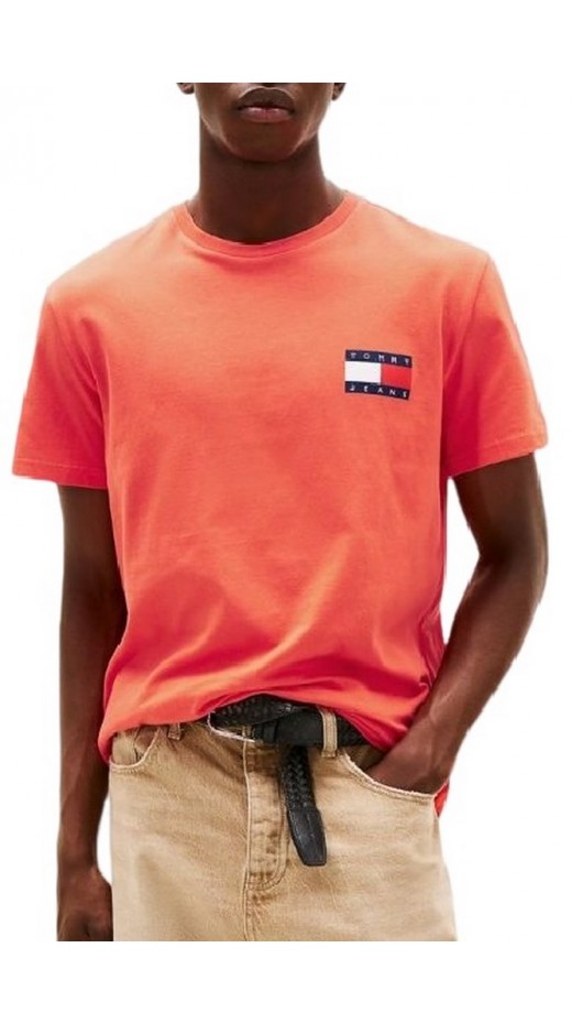 TOMMY JEANS SLIM ESSENTIAL FLAG TEE T-SHIRT ΜΠΛΟΥΖΑ ΑΝΔΡΙΚΗ ORANGE