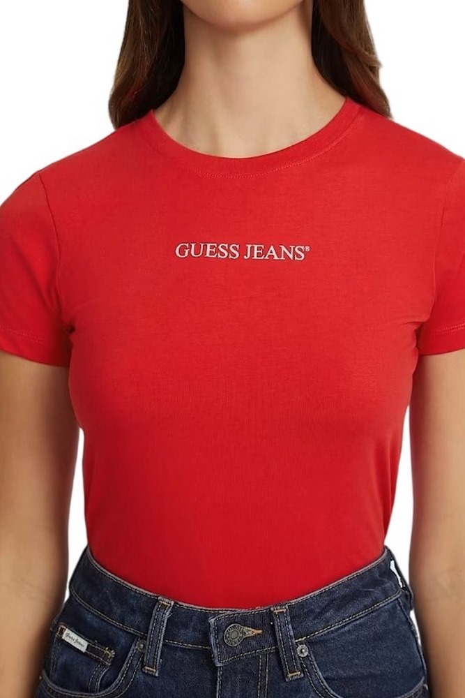 GUESS JEANS SS CN SLIM LOGO PRINT TEE ΜΠΛΟΥΖΑ ΓΥΝΑΙΚΕΙΑ RED