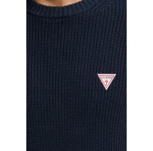 GUESS JEANS LS CN MINI TRIANGLE SWTR ΜΠΛΟΥΖΑ ΠΛΕΚΤΗ ΑΝΔΡΙΚΗ NAVY