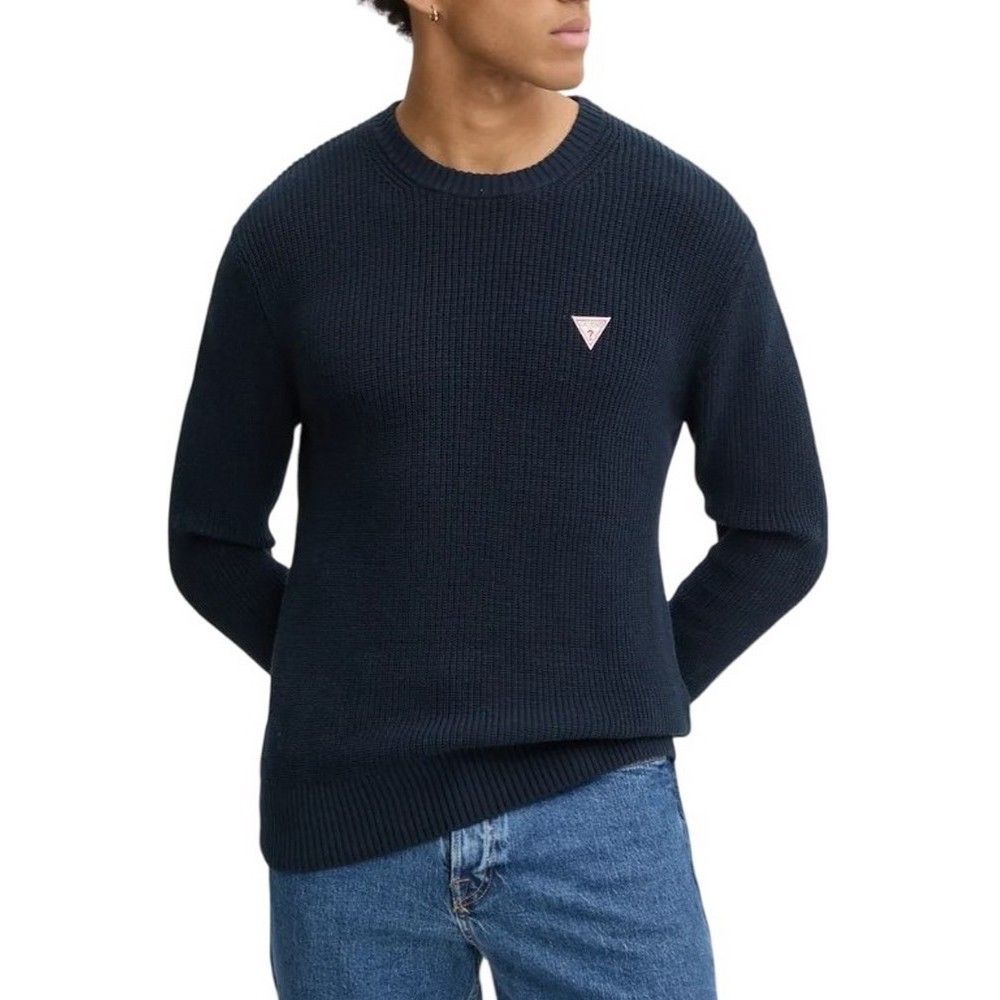GUESS JEANS LS CN MINI TRIANGLE SWTR ΜΠΛΟΥΖΑ ΠΛΕΚΤΗ ΑΝΔΡΙΚΗ NAVY