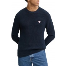 GUESS JEANS LS CN MINI TRIANGLE SWTR ΜΠΛΟΥΖΑ ΠΛΕΚΤΗ ΑΝΔΡΙΚΗ NAVY