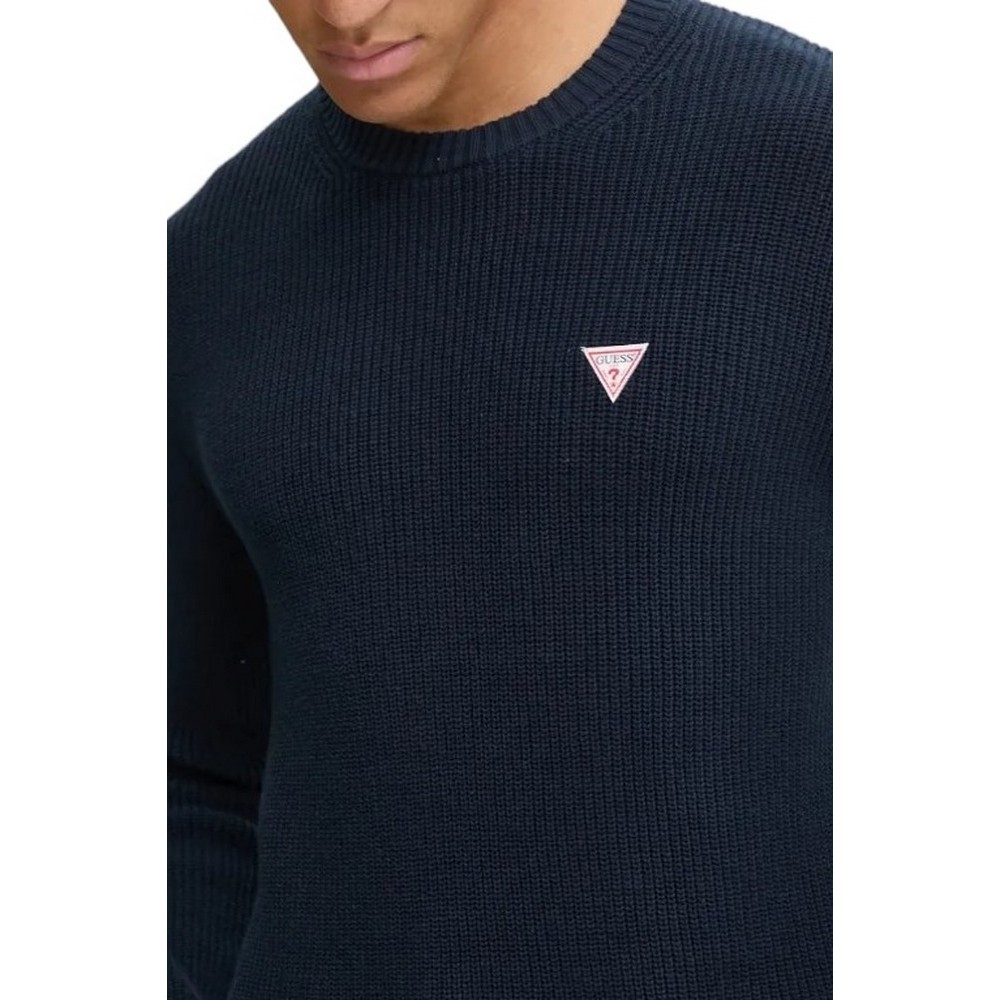 GUESS JEANS LS CN MINI TRIANGLE SWTR ΜΠΛΟΥΖΑ ΠΛΕΚΤΗ ΑΝΔΡΙΚΗ NAVY