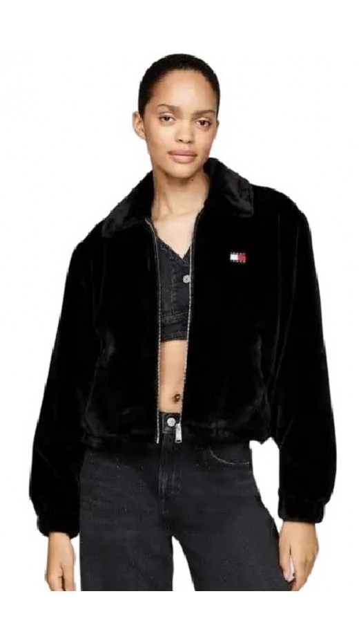 TOMMY JEANS FAUX FUR JACKET ΜΠΟΥΦΑΝ ΓΥΝΑΙΚΕΙΟ BLACK