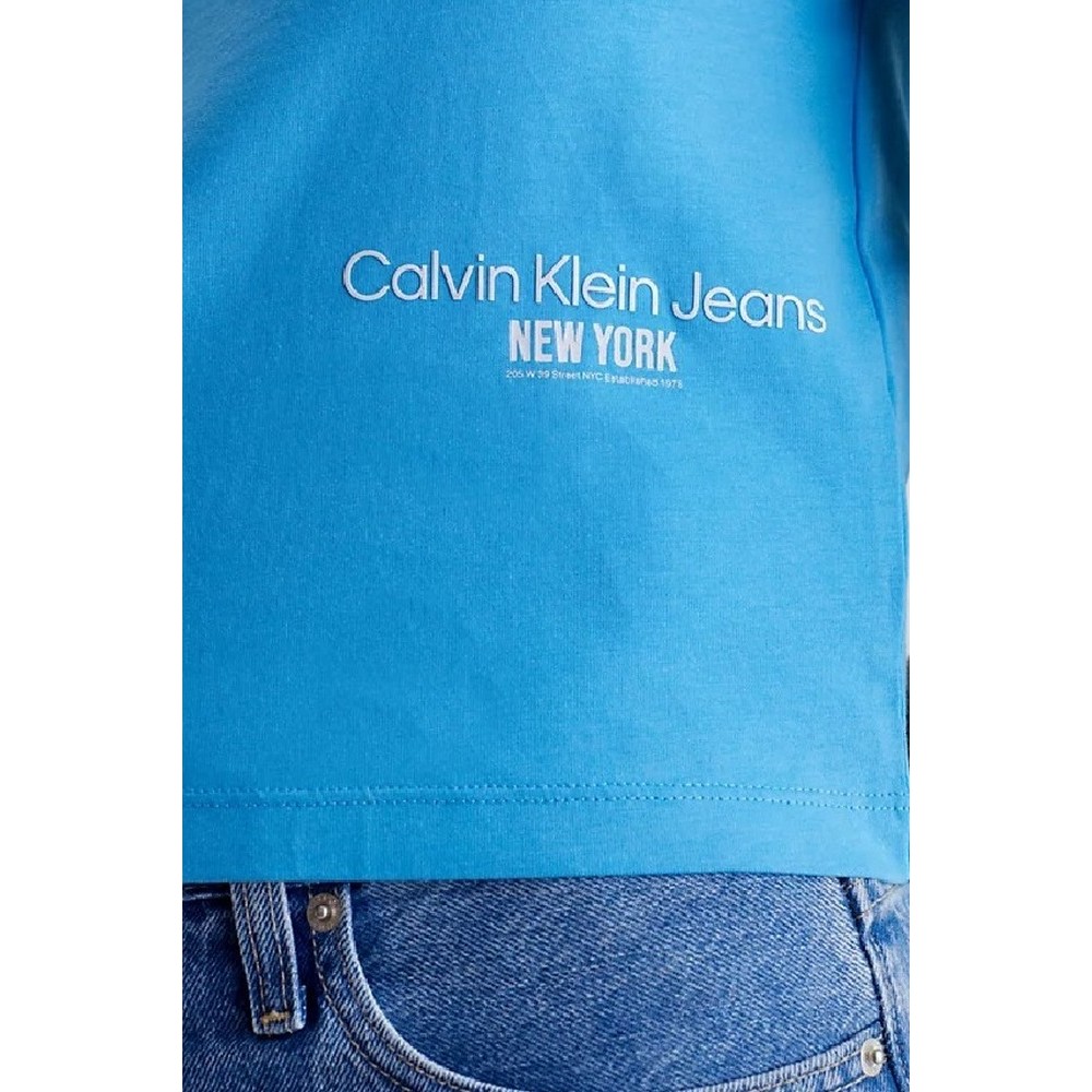 CALVIN KLEIN JEANS NY LOGO BABY TEE T-SHIRT ΓΥΝΑΙΚΕΙΟ BLUE