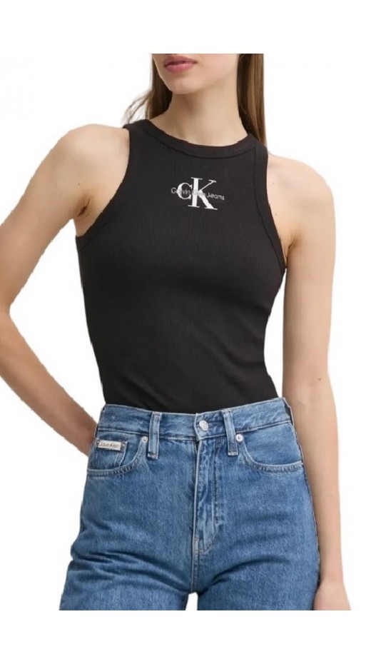 CALVIN KLEIN JEANS MONOLOGO RIB TANK TOP ΤΟΠ ΓΥΝΑΙΚΕΙΟ BLACK