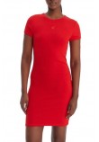 CALVIN KLEIN JEANS CO CONTOUR 1X1 RIB MINI DRESS ΦΟΡΕΜΑ ΓΥΝΑΙΚΕΙΟ RED