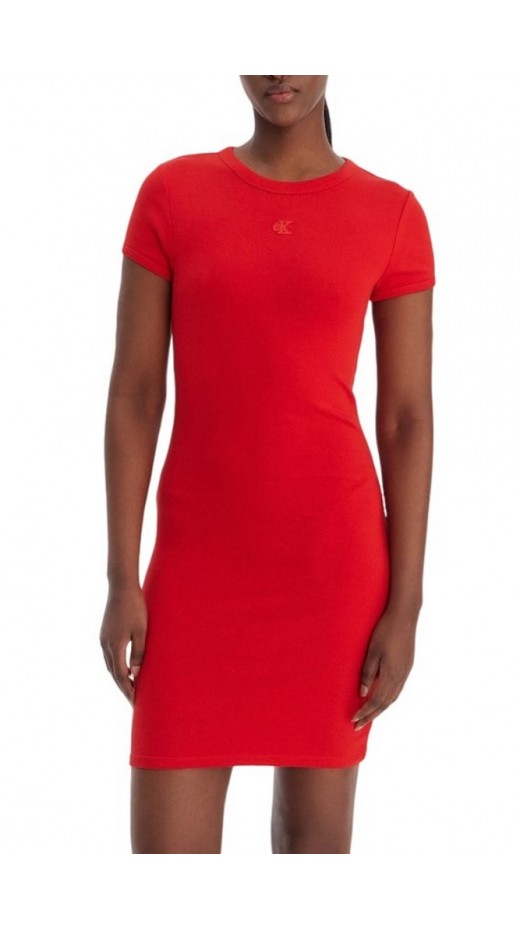 CALVIN KLEIN JEANS CO CONTOUR 1X1 RIB MINI DRESS ΦΟΡΕΜΑ ΓΥΝΑΙΚΕΙΟ RED