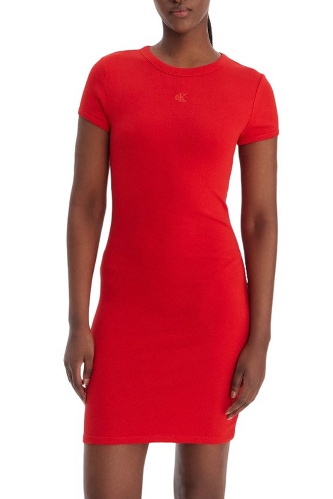 CALVIN KLEIN JEANS CO CONTOUR 1X1 RIB MINI DRESS ΦΟΡΕΜΑ ΓΥΝΑΙΚΕΙΟ RED