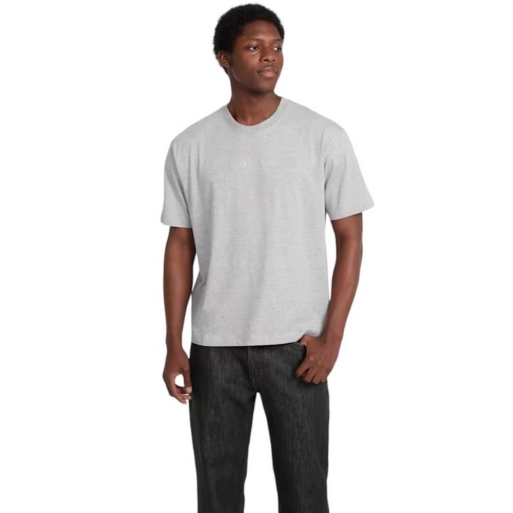 GUESS JEANS CN OS LOGO EMB TEE T-SHIRT ΜΠΛΟΥΖΑ ΑΝΔΡΙΚΗ GREY