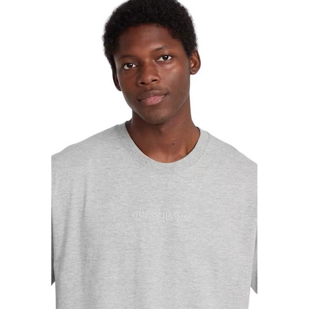 GUESS JEANS CN OS LOGO EMB TEE T-SHIRT ΜΠΛΟΥΖΑ ΑΝΔΡΙΚΗ GREY