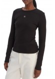 CALVIN KLEIN JEANS LS WOVEN LABEL 2X2 RIB CREW TOP ΜΠΛΟΥΖΑ ΓΥΝΑΙΚΕΙΑ BLACK