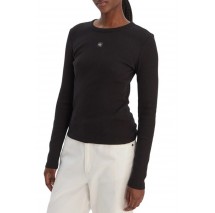 CALVIN KLEIN JEANS LS WOVEN LABEL 2X2 RIB CREW TOP ΜΠΛΟΥΖΑ ΓΥΝΑΙΚΕΙΑ BLACK