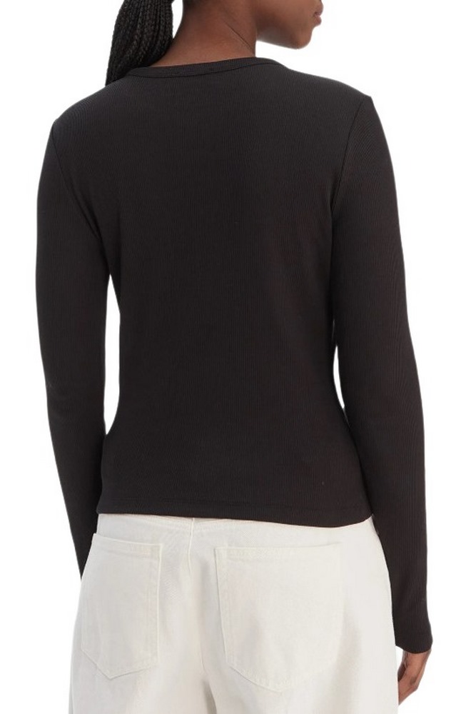 CALVIN KLEIN JEANS LS WOVEN LABEL 2X2 RIB CREW TOP ΜΠΛΟΥΖΑ ΓΥΝΑΙΚΕΙΑ BLACK