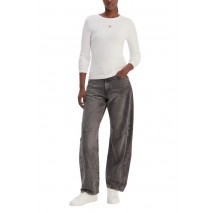 CALVIN KLEIN JEANS LS WOVEN LABEL 2X2 RIB CREW TOP ΜΠΛΟΥΖΑ ΓΥΝΑΙΚΕΙΑ WHITE