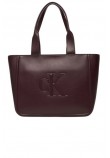 CALVIN KLEIN RAISED CK MEDIUM TOTE ΤΣΑΝΤΑ ΓΥΝΑΙΚΕΙΑ BORDEAUX