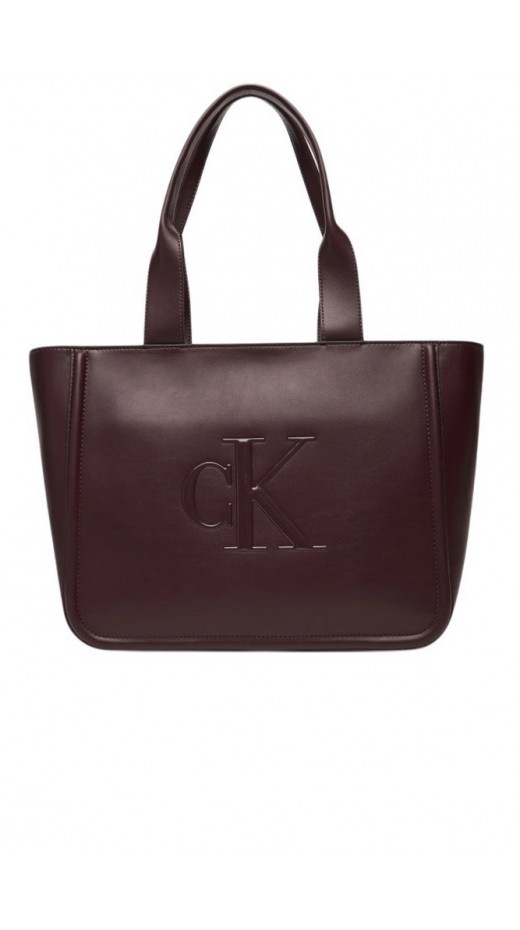 CALVIN KLEIN RAISED CK MEDIUM TOTE ΤΣΑΝΤΑ ΓΥΝΑΙΚΕΙΑ BORDEAUX