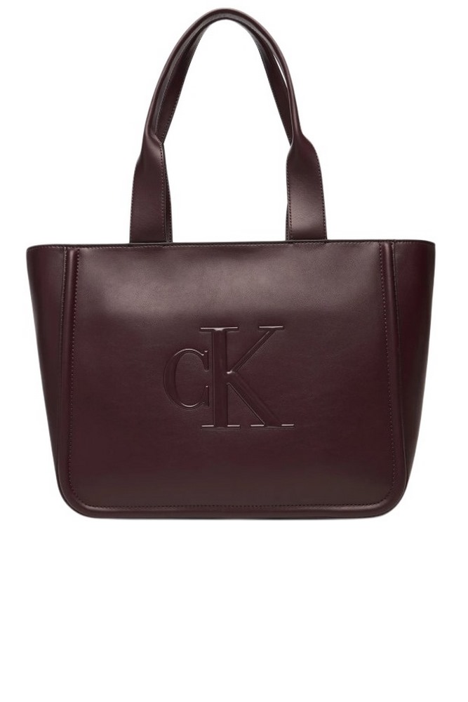 CALVIN KLEIN RAISED CK MEDIUM TOTE ΤΣΑΝΤΑ ΓΥΝΑΙΚΕΙΑ BORDEAUX