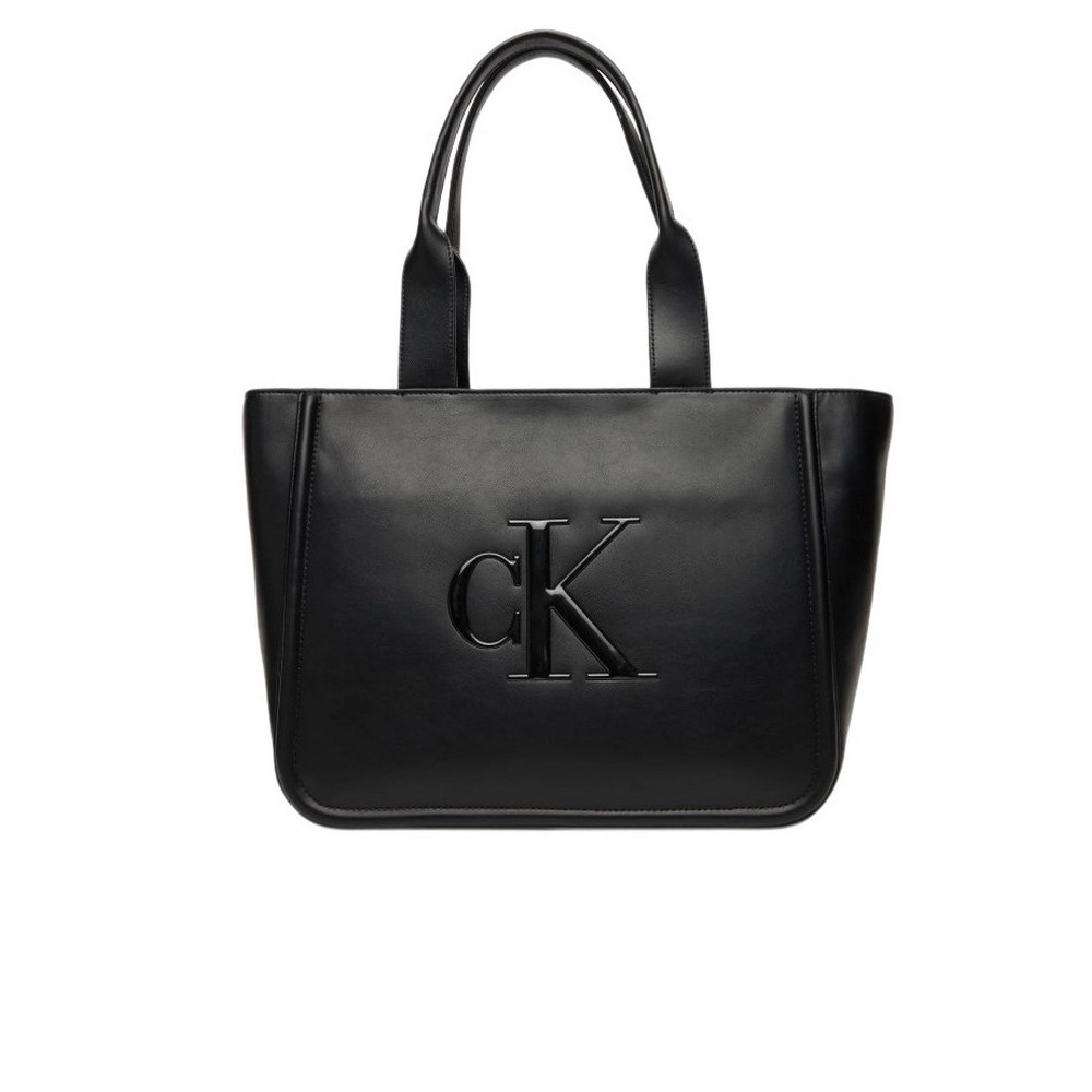 CALVIN KLEIN RAISED CK MEDIUM TOTE ΤΣΑΝΤΑ ΓΥΝΑΙΚΕΙΑ BLACK