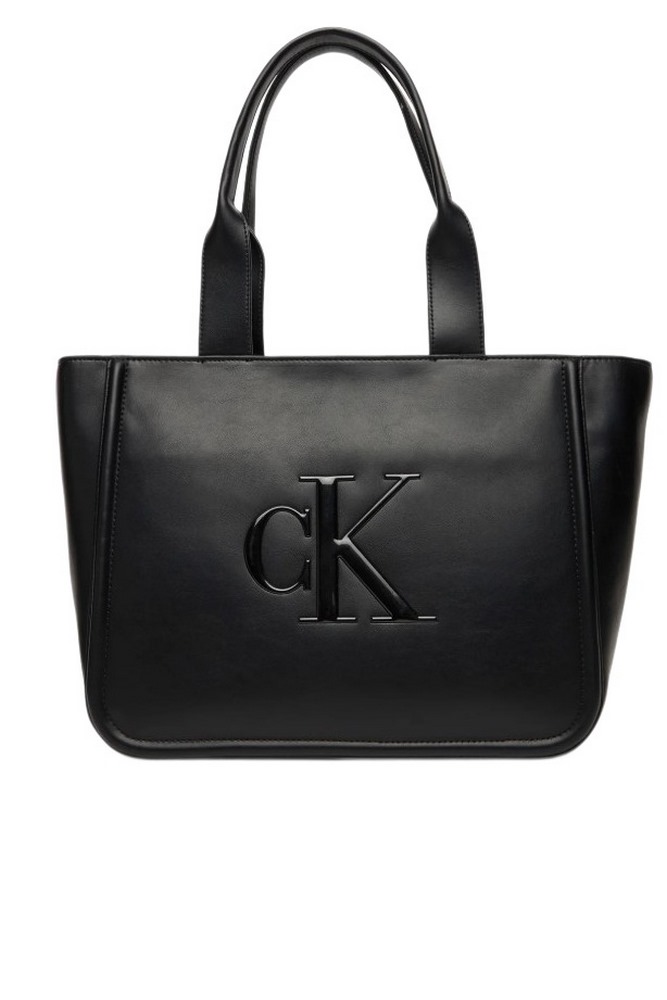CALVIN KLEIN RAISED CK MEDIUM TOTE ΤΣΑΝΤΑ ΓΥΝΑΙΚΕΙΑ BLACK