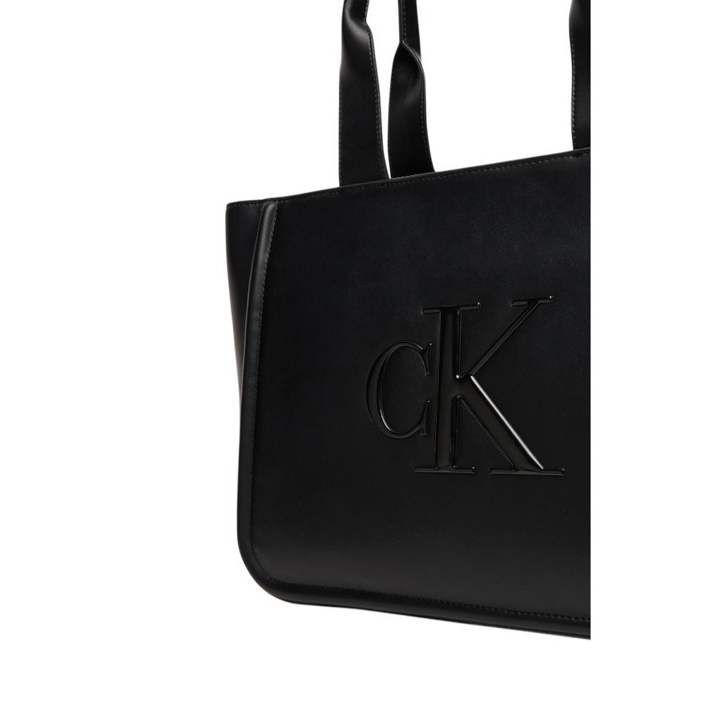CALVIN KLEIN RAISED CK MEDIUM TOTE ΤΣΑΝΤΑ ΓΥΝΑΙΚΕΙΑ BLACK