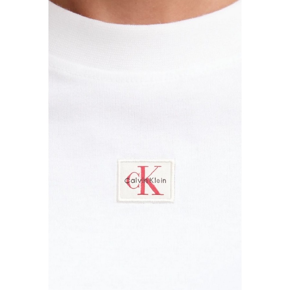 CALVIN KLEIN JEANS SS WOVEN LABEL OVERSIZED TEE T-SHIRT ΜΠΛΟΥΖΑ ΓΥΝΑΙΚΕΙΑ WHITE