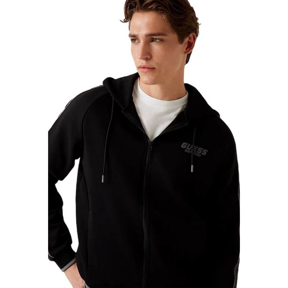 GUESS FINLO ZIPPED HOODIE SWEATSHIRT ΖΑΚΕΤΑ ΦΟΥΤΕΡ ΑΝΔΡΙΚΗ BLACK