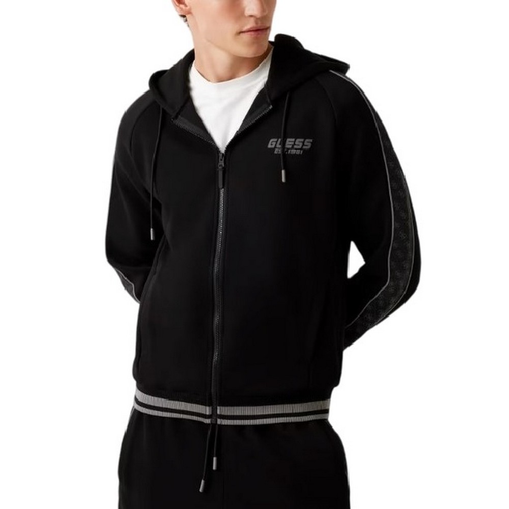 GUESS FINLO ZIPPED HOODIE SWEATSHIRT ΖΑΚΕΤΑ ΦΟΥΤΕΡ ΑΝΔΡΙΚΗ BLACK