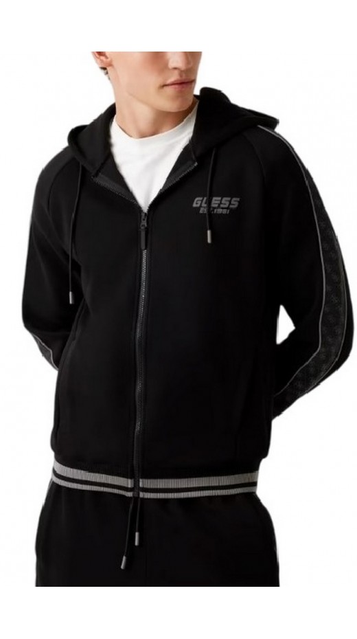 GUESS FINLO ZIPPED HOODIE SWEATSHIRT ΖΑΚΕΤΑ ΦΟΥΤΕΡ ΑΝΔΡΙΚΗ BLACK