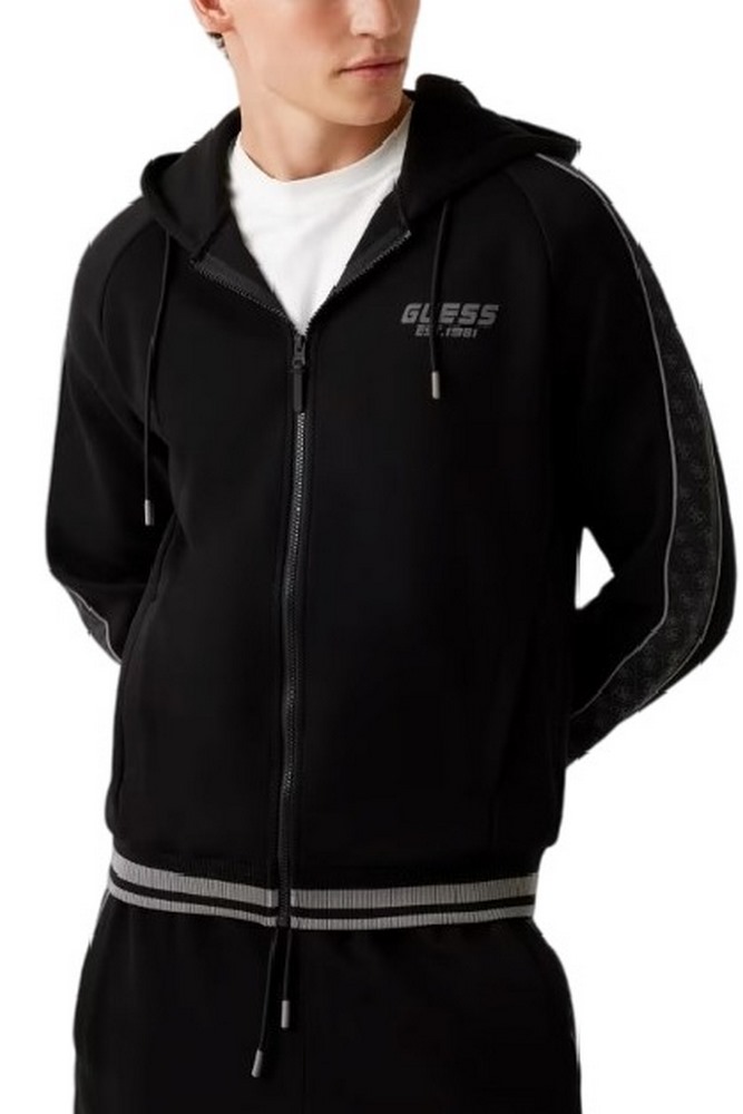 GUESS FINLO ZIPPED HOODIE SWEATSHIRT ΖΑΚΕΤΑ ΦΟΥΤΕΡ ΑΝΔΡΙΚΗ BLACK