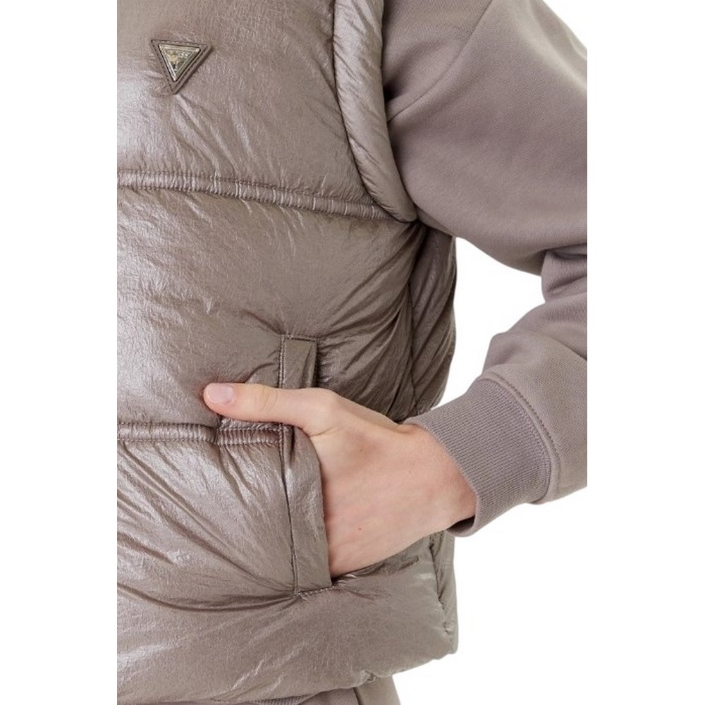 GUESS ERNESTINE CROP PADDED VEST ΜΠΟΥΦΑΝ ΓΥΝΑΙΚΕΙΟ TAUPE