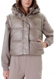 GUESS ERNESTINE CROP PADDED VEST ΜΠΟΥΦΑΝ ΓΥΝΑΙΚΕΙΟ TAUPE