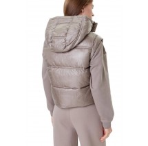 GUESS ERNESTINE CROP PADDED VEST ΜΠΟΥΦΑΝ ΓΥΝΑΙΚΕΙΟ TAUPE