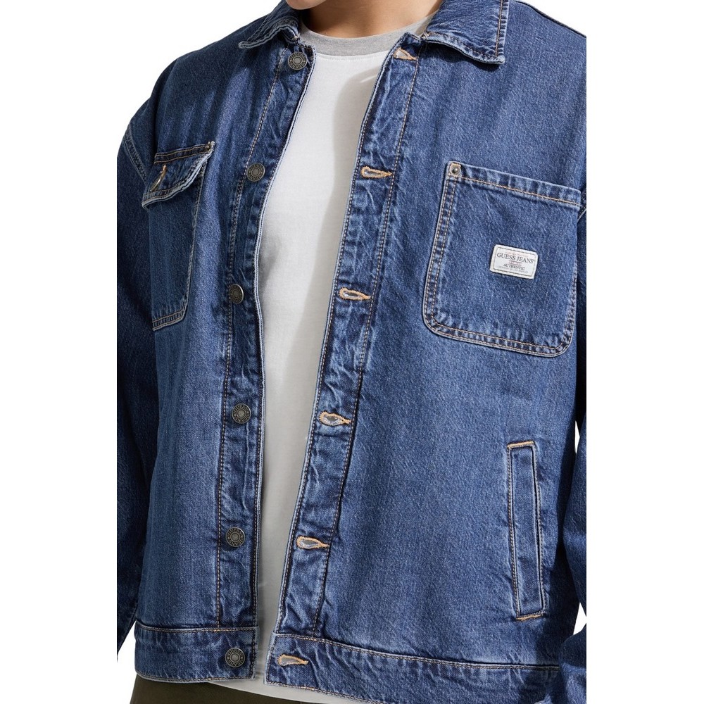 GUESS JEANS CHORE JACKET ΜΠΟΥΦΑΝ ΑΝΔΡΙΚΟ BLUΕ DENIM