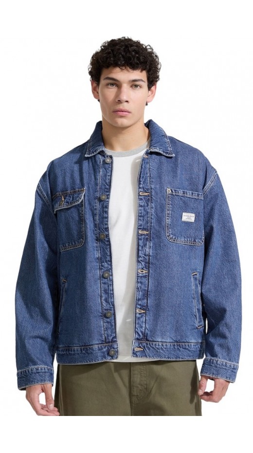 GUESS JEANS CHORE JACKET ΜΠΟΥΦΑΝ ΑΝΔΡΙΚΟ BLUΕ DENIM