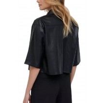 CALVIN KLEIN BOXY FAUX LEATHER OVERSHIRT ΠΟΥΚΑΜΙΣΟ ΓΥΝΑΙΚΕΙΟ BLACK