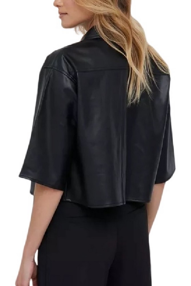 CALVIN KLEIN BOXY FAUX LEATHER OVERSHIRT ΠΟΥΚΑΜΙΣΟ ΓΥΝΑΙΚΕΙΟ BLACK