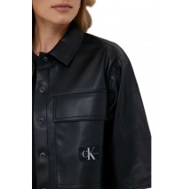 CALVIN KLEIN BOXY FAUX LEATHER OVERSHIRT ΠΟΥΚΑΜΙΣΟ ΓΥΝΑΙΚΕΙΟ BLACK