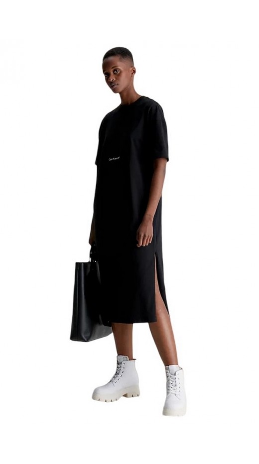 CALVIN KLEIN JEANS INSTITUTIONAL LONG T-SHIRT DRESS ΦΟΡΕΜΑ ΓΥΝΑΙΚΕΙΟ BLACK