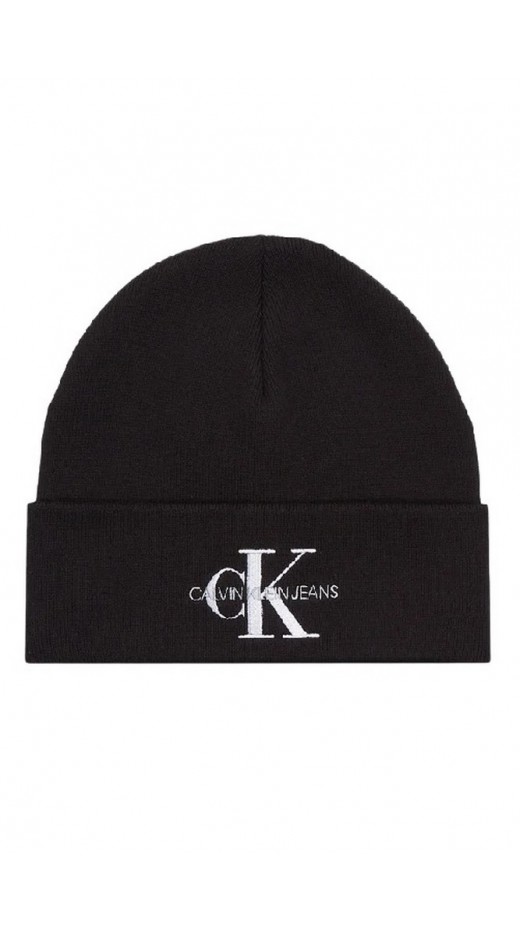 CALVIN KLEIN JEANS MONOLOGO EMBRO BEANIE ΣΚΟΥΦΟΣ ΑΝΔΡΙΚΟΣ BLACK