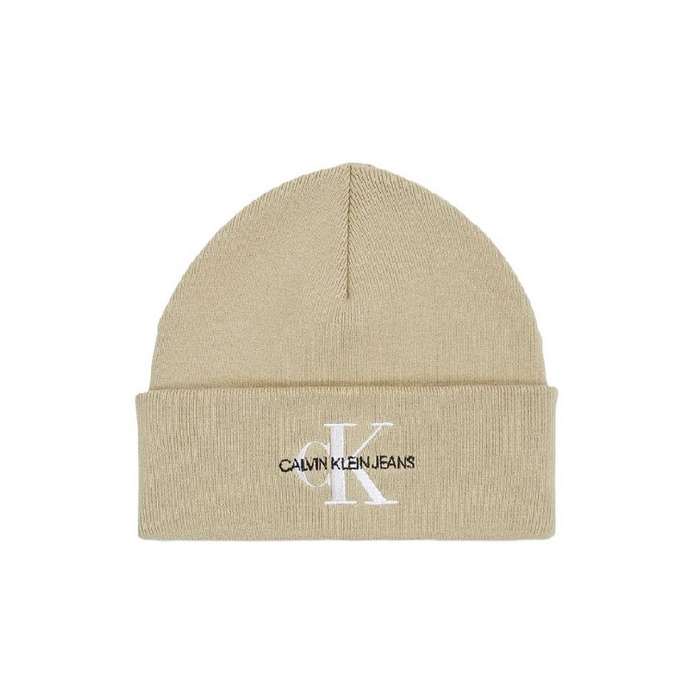 CALVIN KLEIN JEANS MONOLOGO EMBRO BEANIE ΣΚΟΥΦΟΣ ΑΝΔΡΙΚΟΣ TAUPE