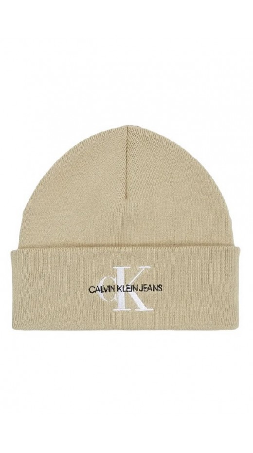 CALVIN KLEIN JEANS MONOLOGO EMBRO BEANIE ΣΚΟΥΦΟΣ ΑΝΔΡΙΚΟΣ TAUPE