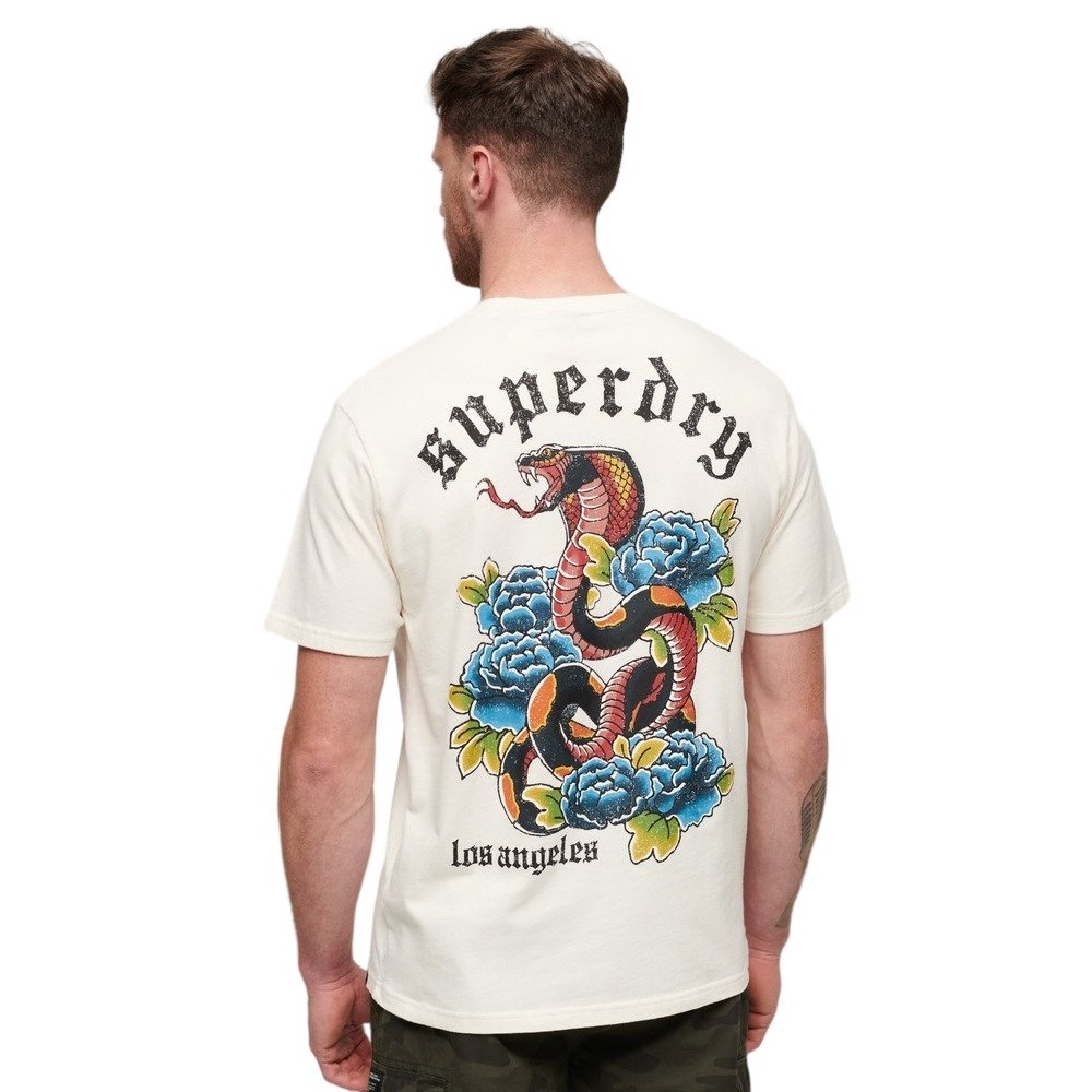 SUPERDRY TATTOO GRAPHIC LOOSE T-SHIRT ΜΠΛΟΥΖΑ ΑΝΔΡΙΚΗ ECRU