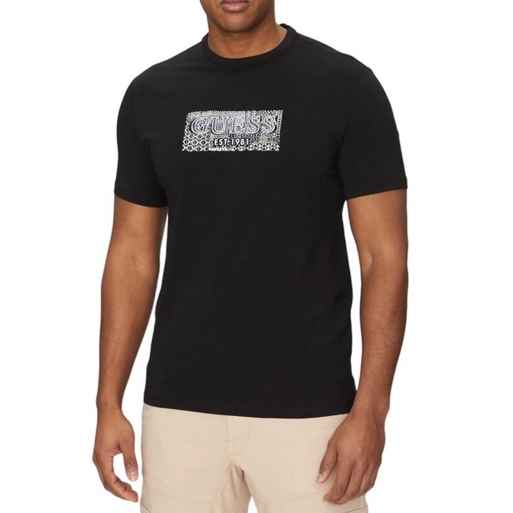 GUESS CN GUESS BOX TEE T-SHIRT ΜΠΛΟΥΖΑ ΑΝΔΡΙΚΗ BLACK