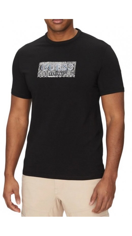 GUESS CN GUESS BOX TEE T-SHIRT ΜΠΛΟΥΖΑ ΑΝΔΡΙΚΗ BLACK