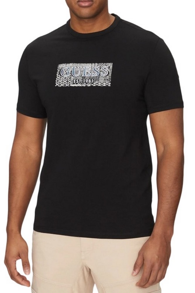 GUESS CN GUESS BOX TEE T-SHIRT ΜΠΛΟΥΖΑ ΑΝΔΡΙΚΗ BLACK