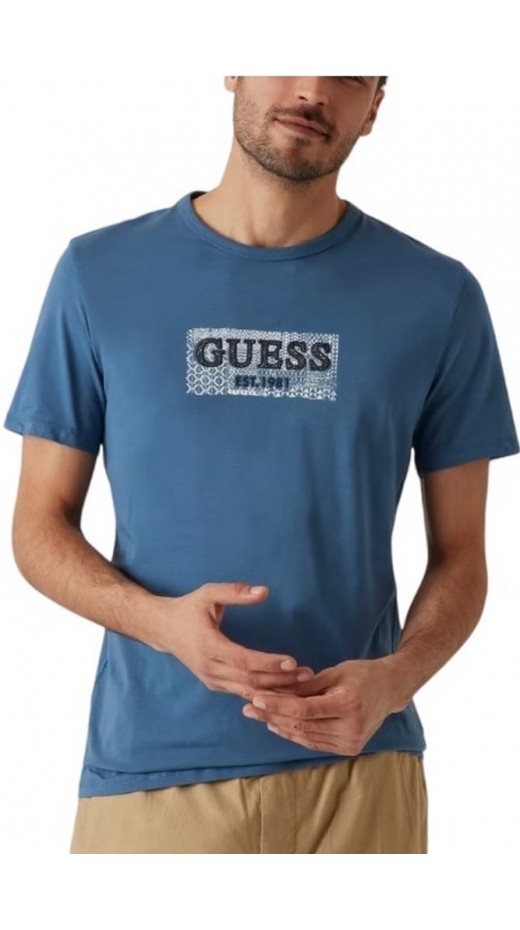 GUESS CN GUESS BOX TEE T-SHIRT ΜΠΛΟΥΖΑ ΑΝΔΡΙΚΗ PETROL